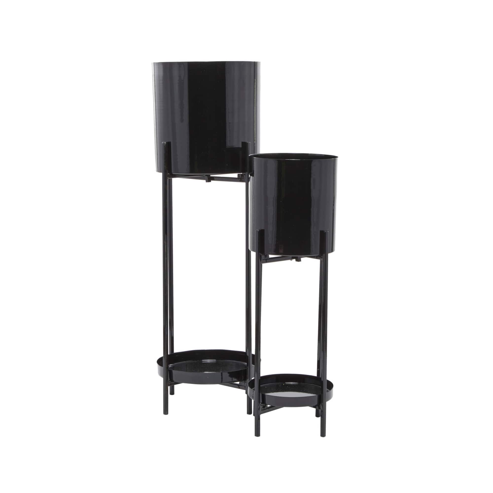 Black Contemporary Planter, Set of 2" 24", 32"